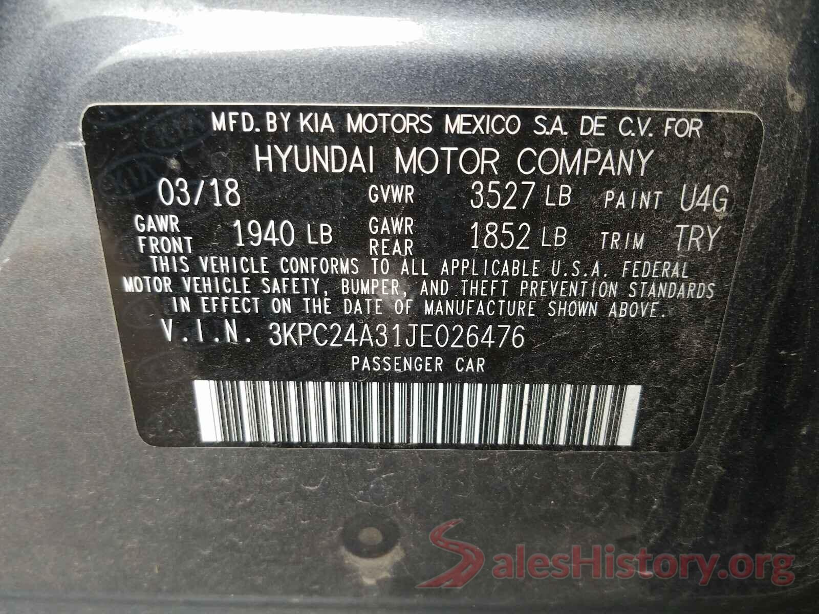 3KPC24A31JE026476 2018 HYUNDAI ACCENT