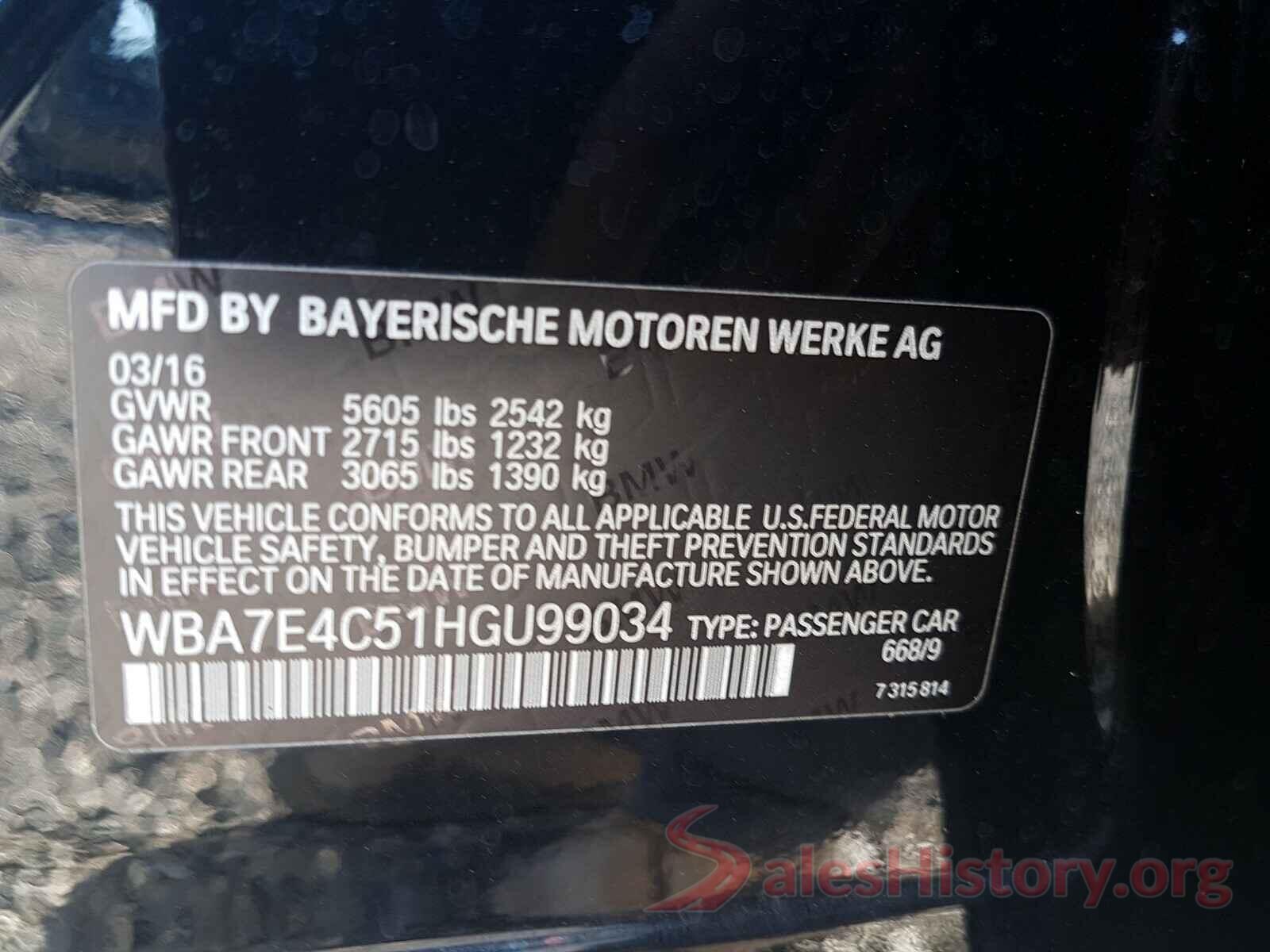 WBA7E4C51HGU99034 2017 BMW 7 SERIES