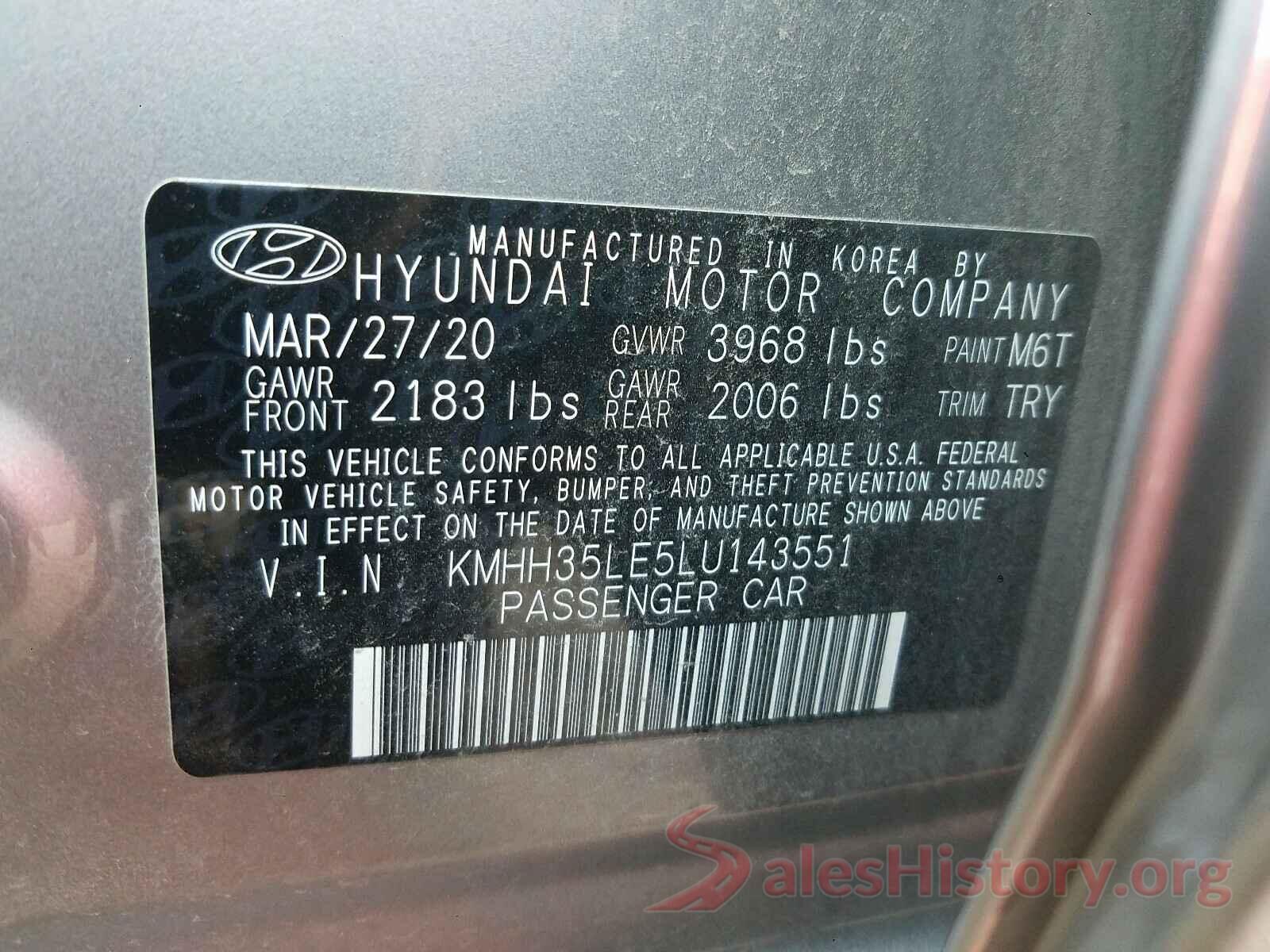 KMHH35LE5LU143551 2020 HYUNDAI ELANTRA