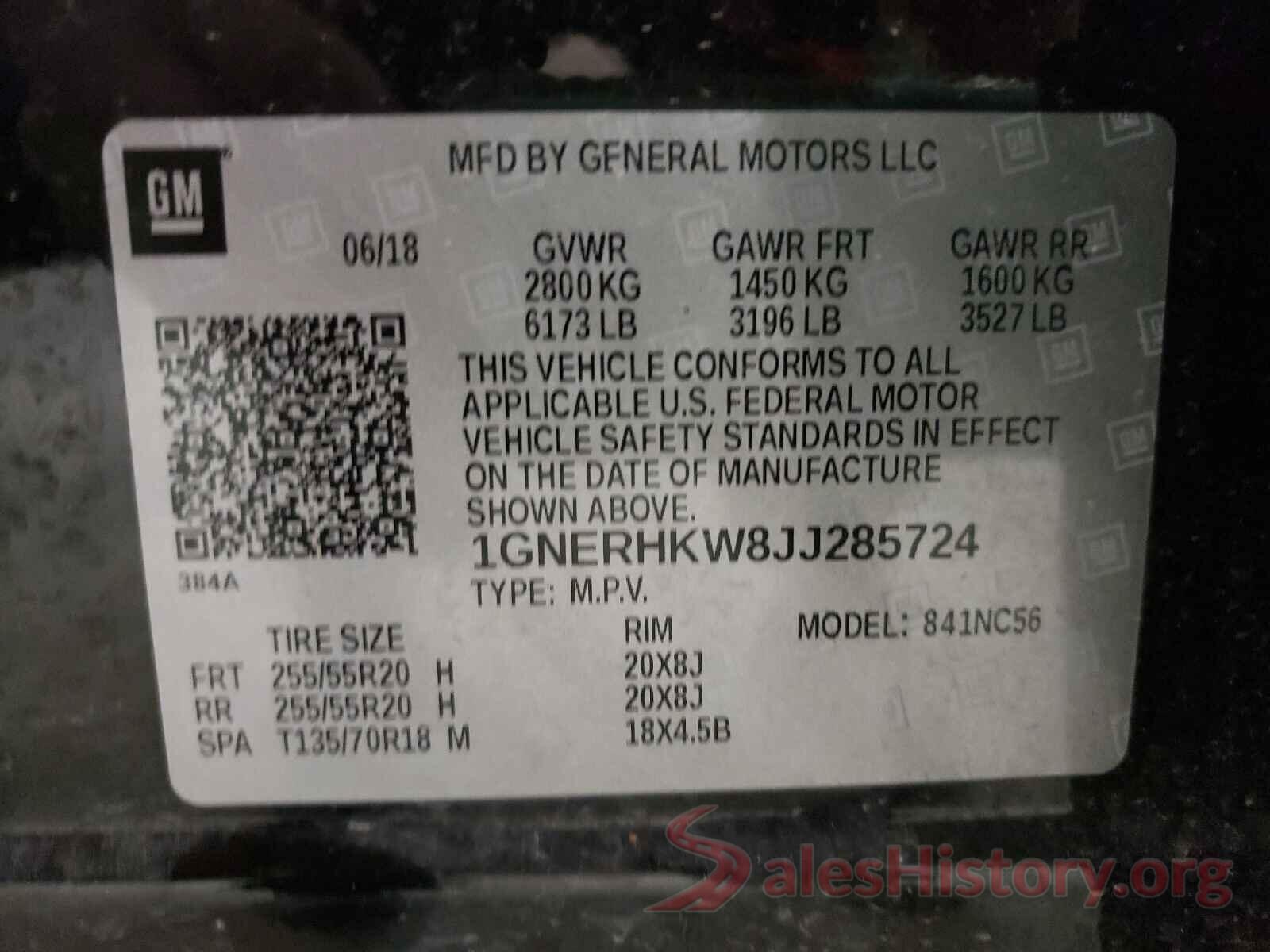 1GNERHKW8JJ285724 2018 CHEVROLET TRAVERSE