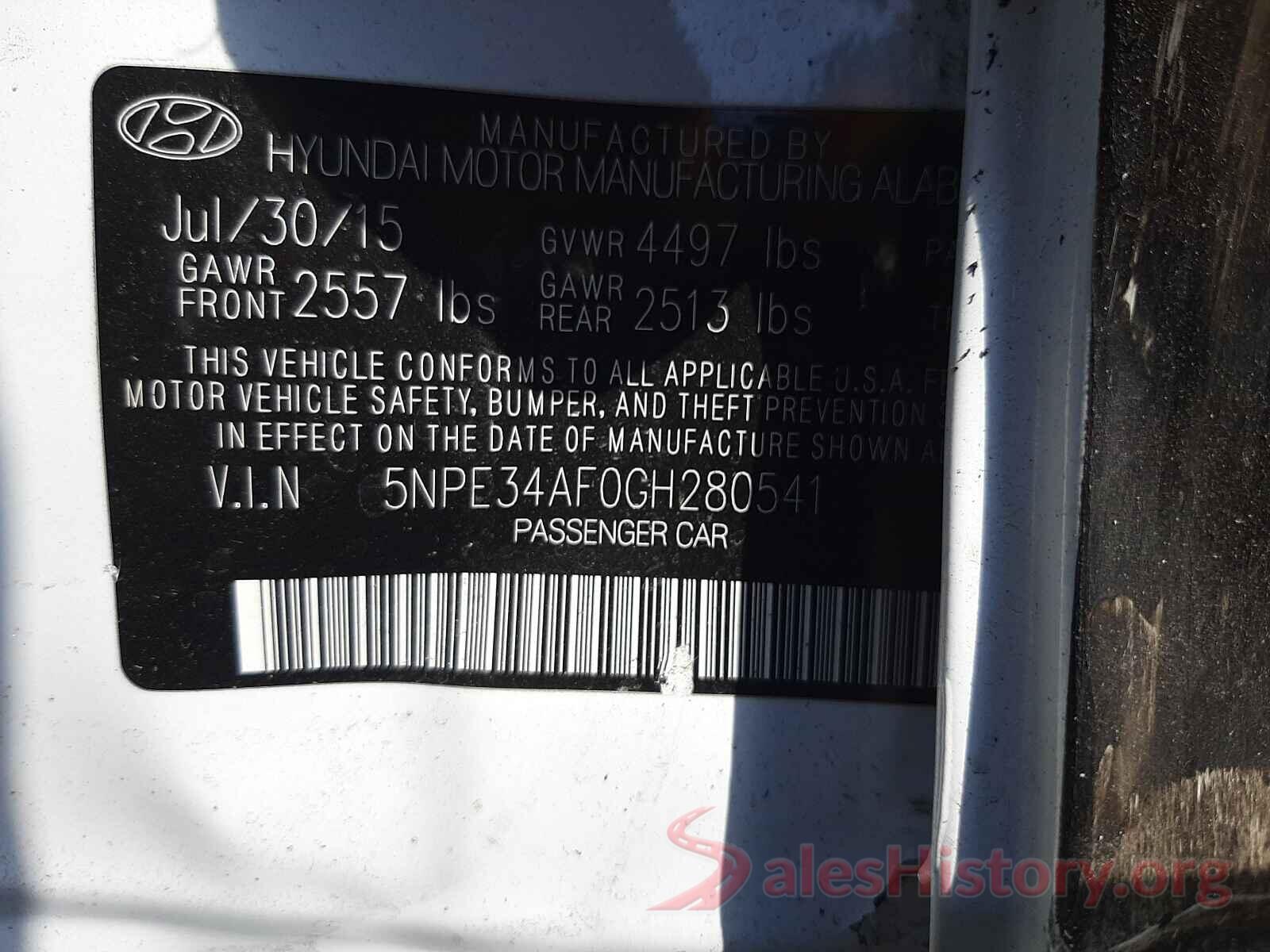 5NPE34AF0GH280541 2016 HYUNDAI SONATA