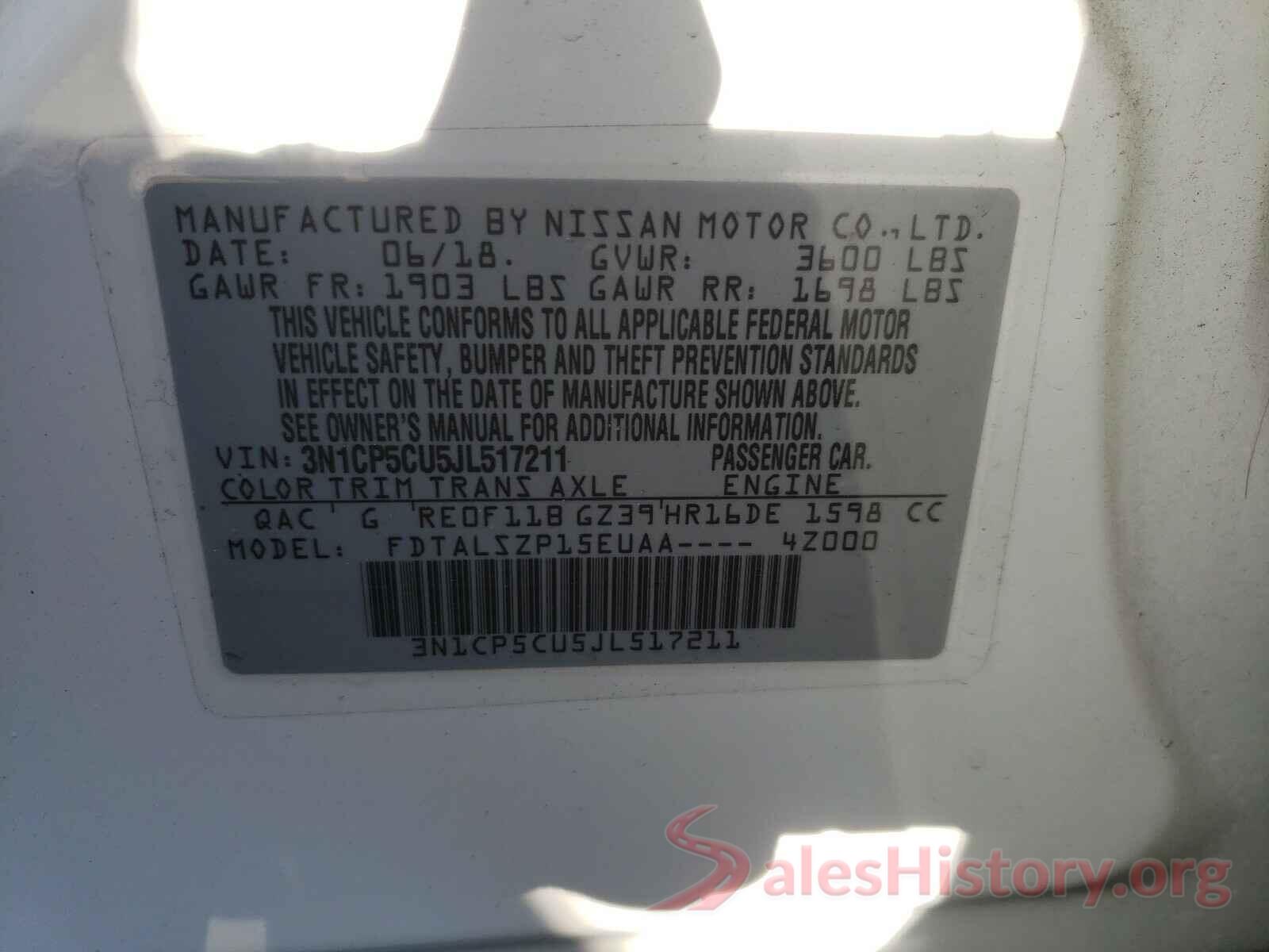 3N1CP5CU5JL517211 2018 NISSAN KICKS