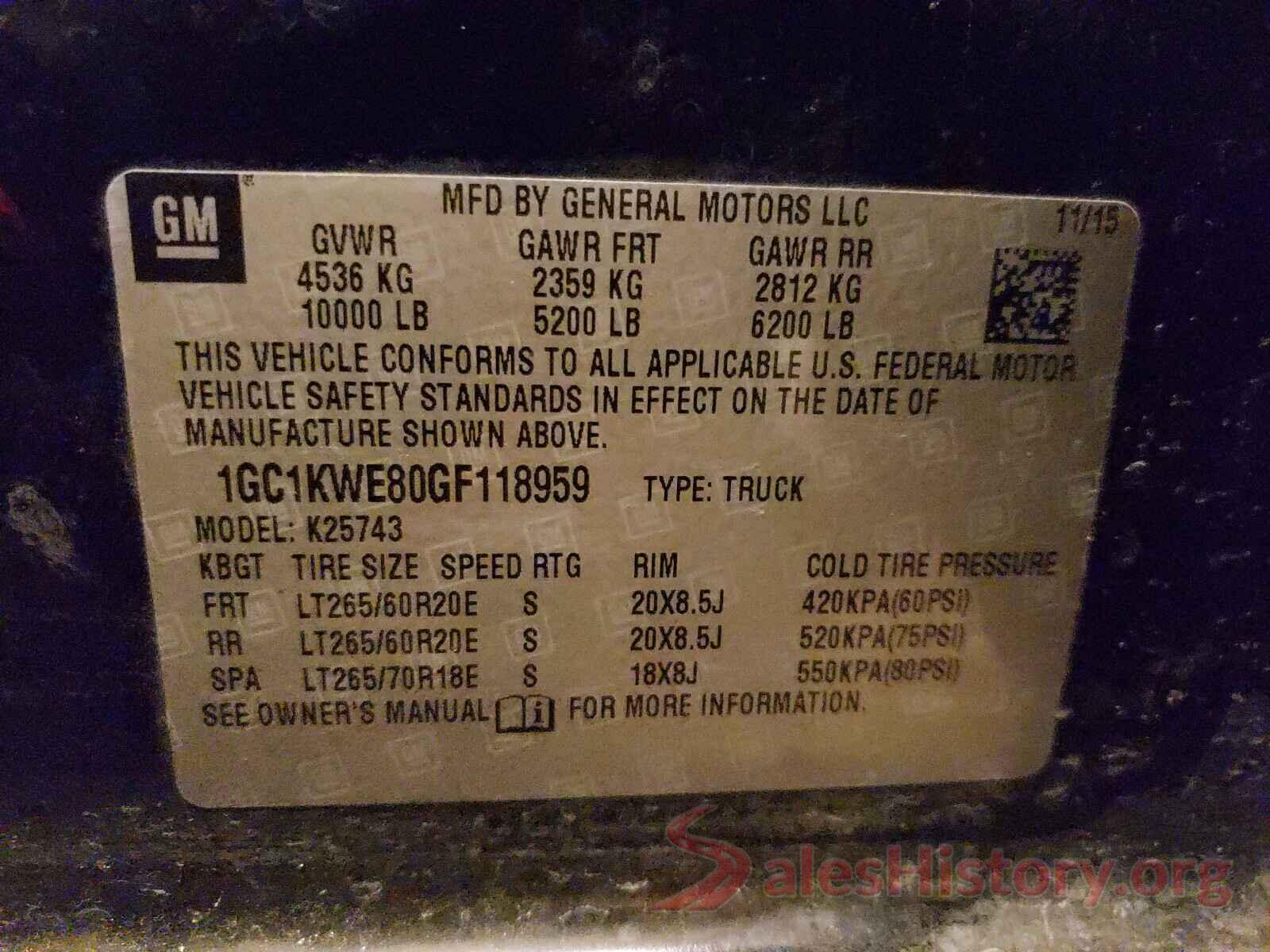 1GC1KWE80GF118959 2016 CHEVROLET SILVERADO