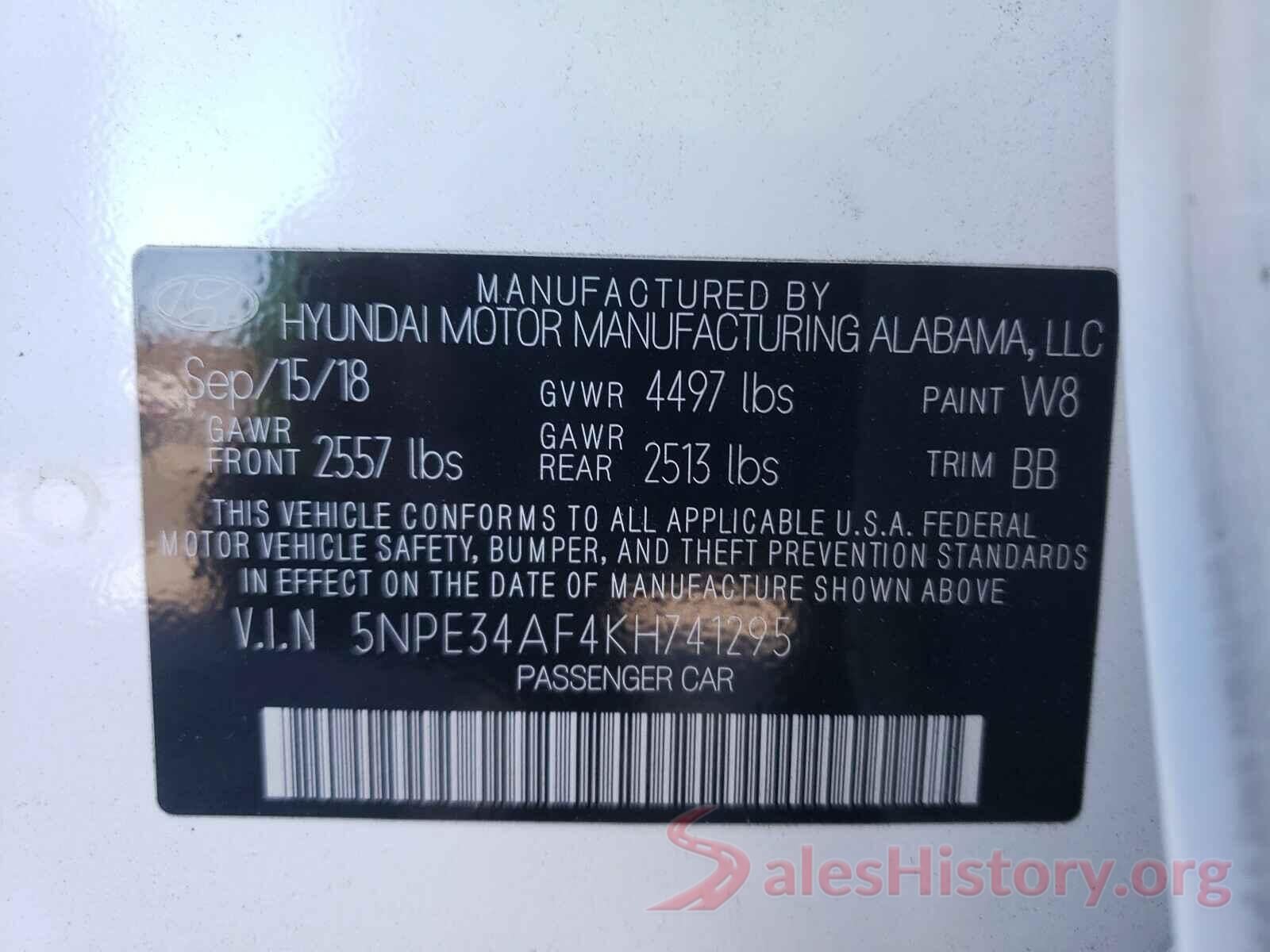 5NPE34AF4KH741295 2019 HYUNDAI SONATA