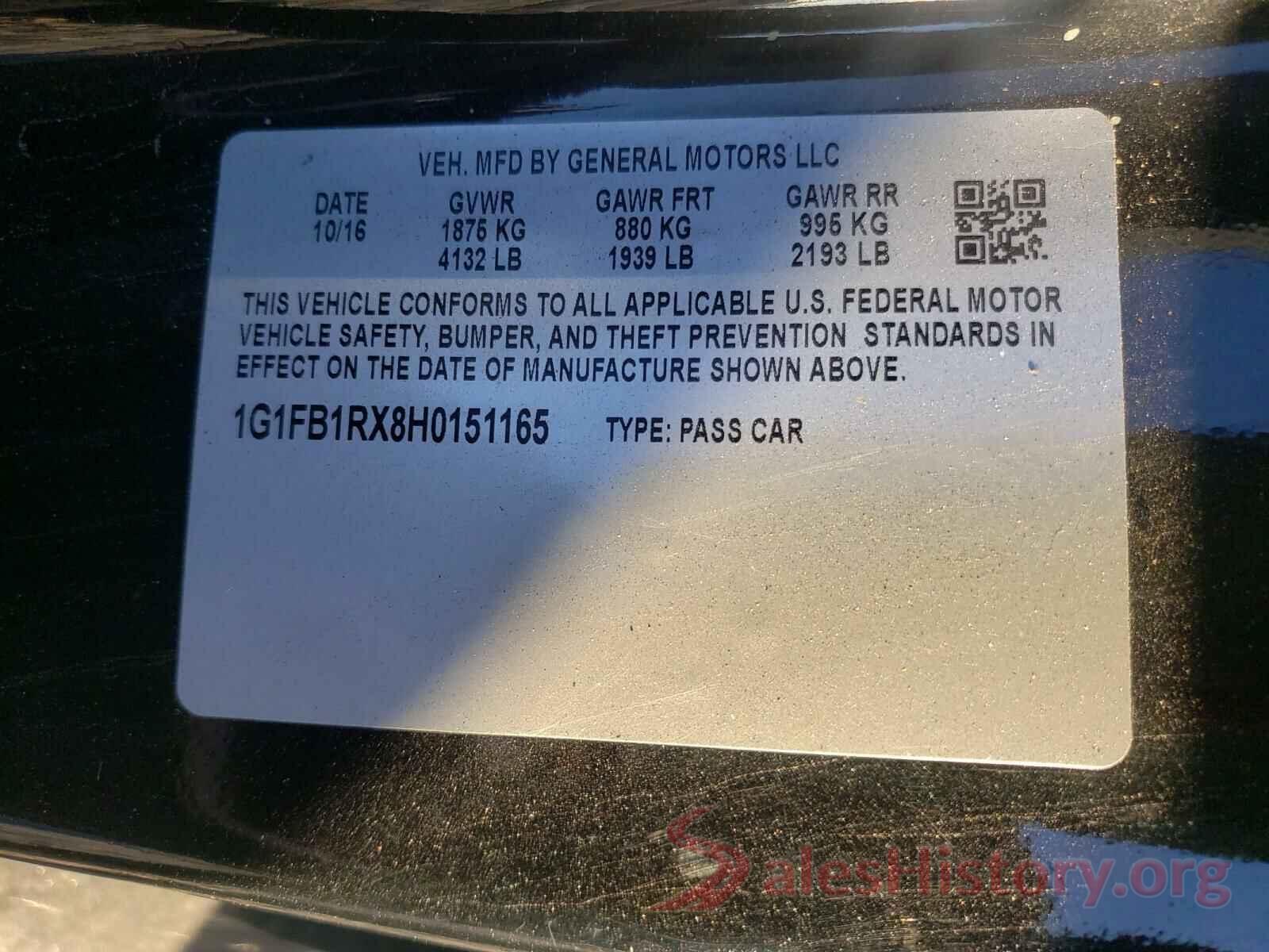 1G1FB1RX8H0151165 2017 CHEVROLET CAMARO