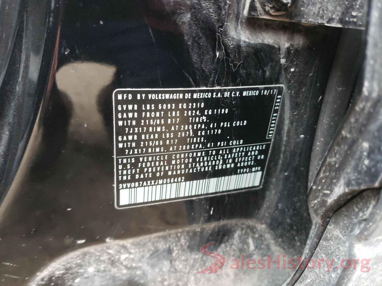 3VV0B7AXXJM056462 2018 VOLKSWAGEN TIGUAN