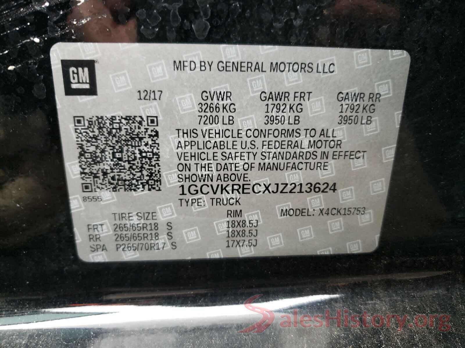 1GCVKRECXJZ213624 2018 CHEVROLET SILVERADO