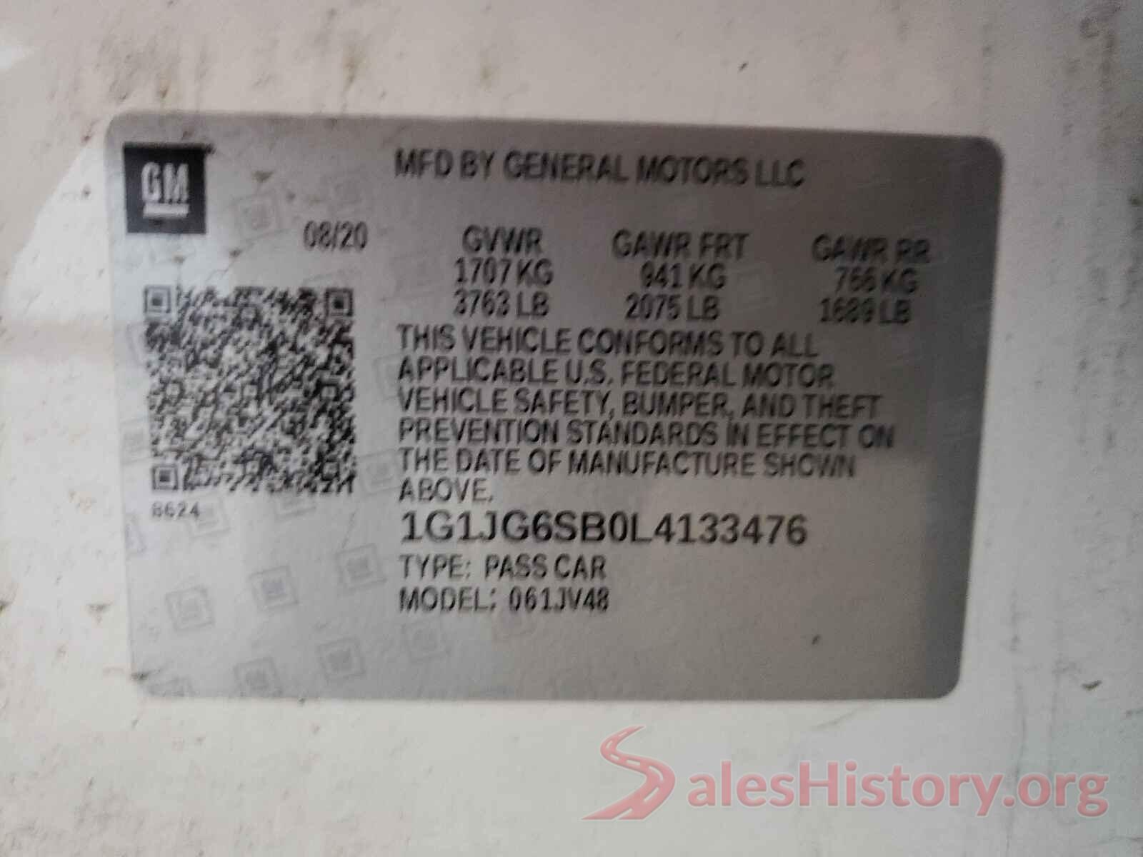 1G1JG6SB0L4133476 2020 CHEVROLET SONIC