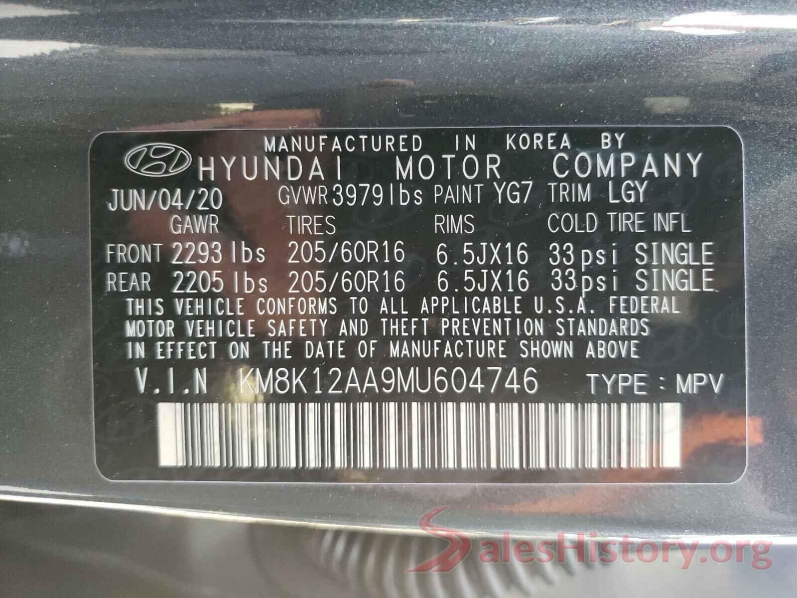 KM8K12AA9MU604746 2021 HYUNDAI KONA