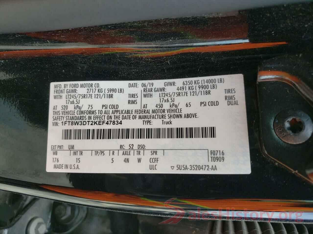 1FT8W3DT2KEF47834 2019 FORD F350