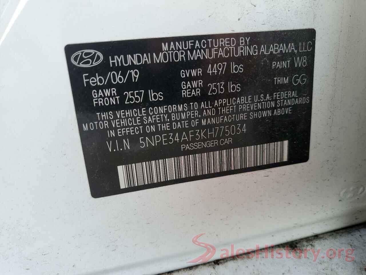 5NPE34AF3KH775034 2019 HYUNDAI SONATA