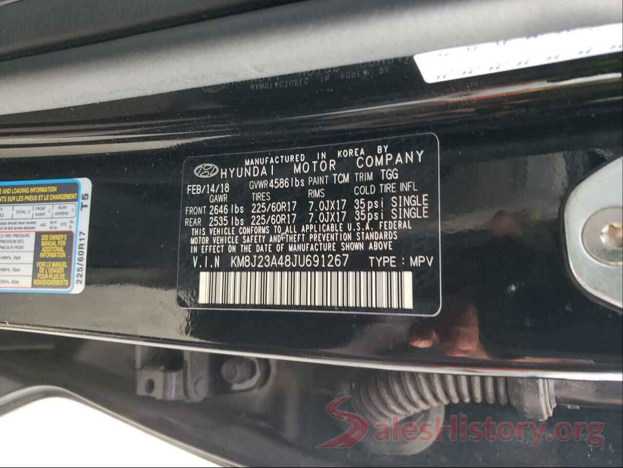 KM8J23A48JU691267 2018 HYUNDAI TUCSON