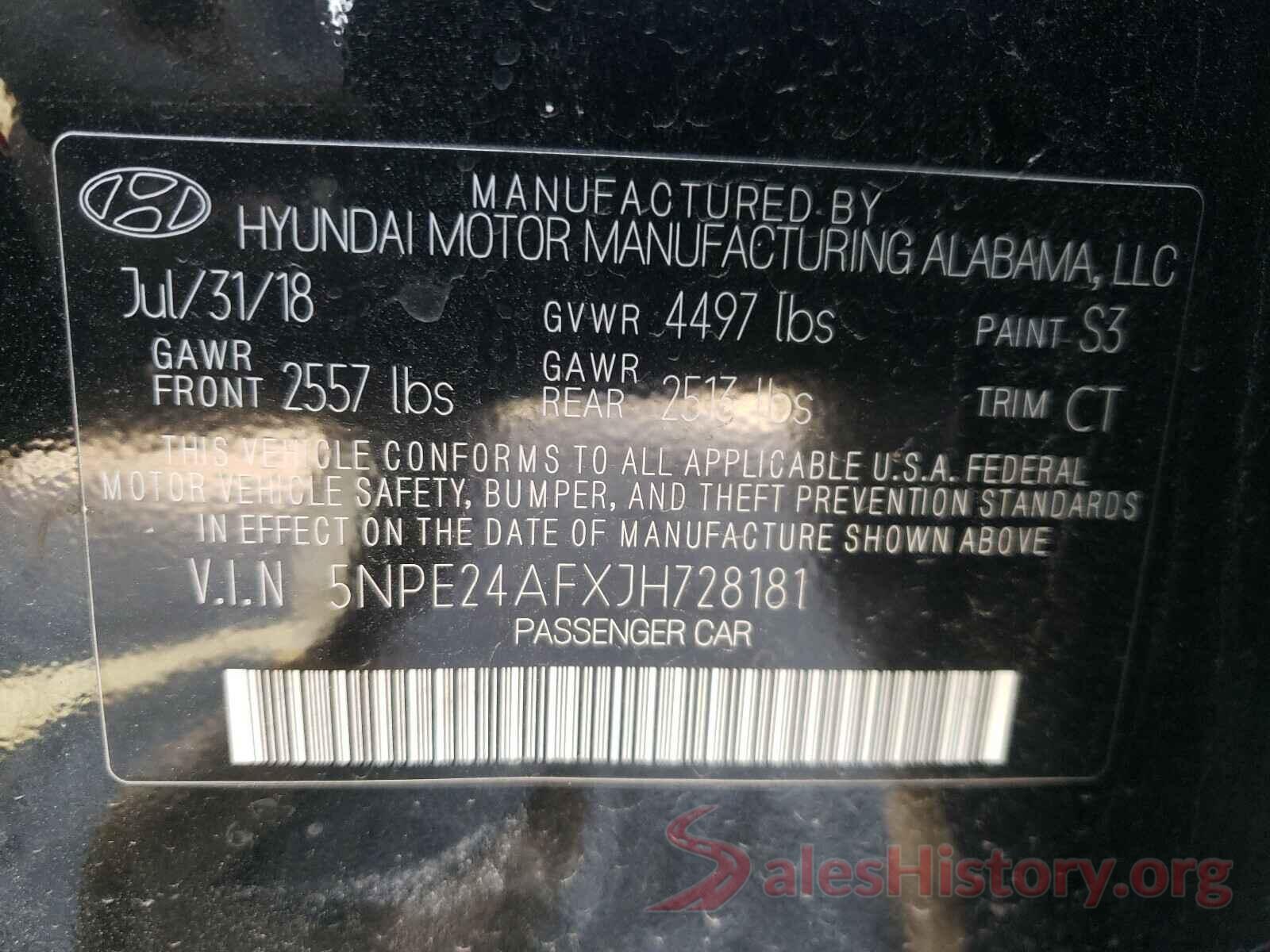 5NPE24AFXJH728181 2018 HYUNDAI SONATA