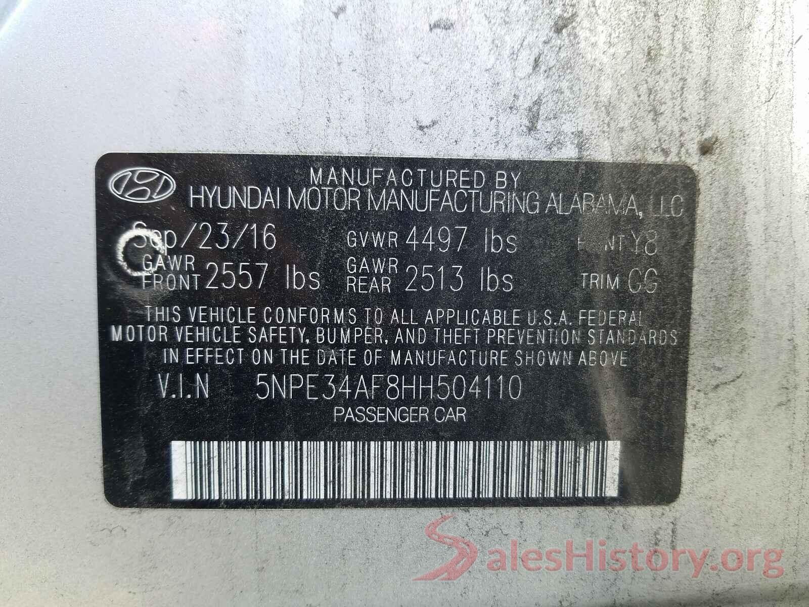 5NPE34AF8HH504110 2017 HYUNDAI SONATA