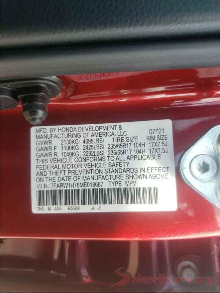 7FARW1H76ME018687 2021 HONDA CRV