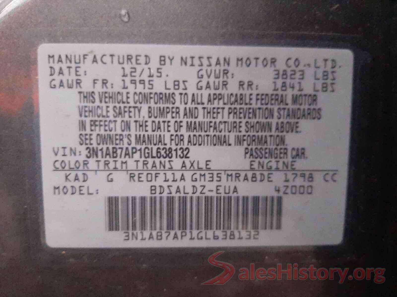 3N1AB7AP1GL638132 2016 NISSAN SENTRA