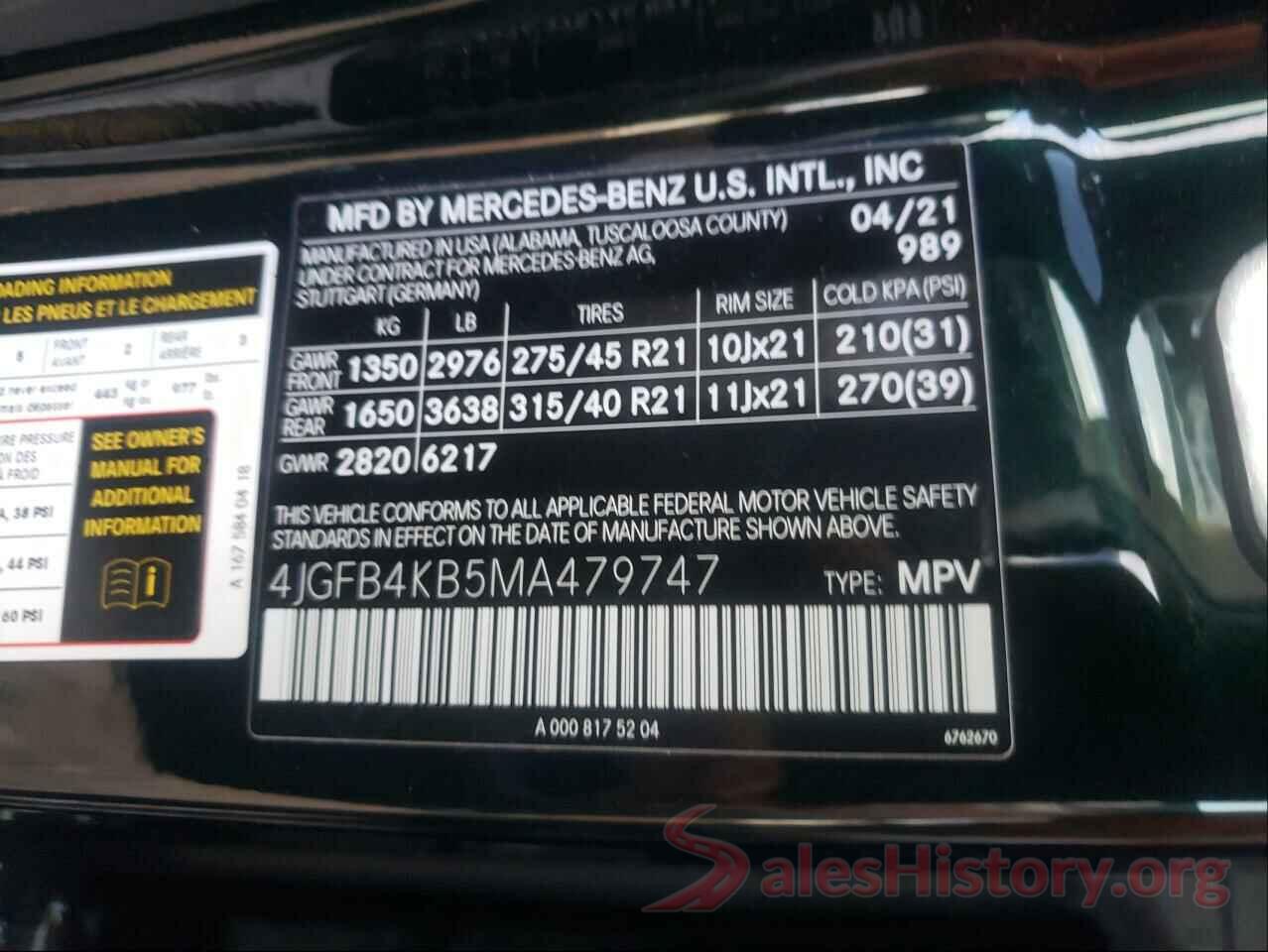 4JGFB4KB5MA479747 2021 MERCEDES-BENZ GLE-CLASS