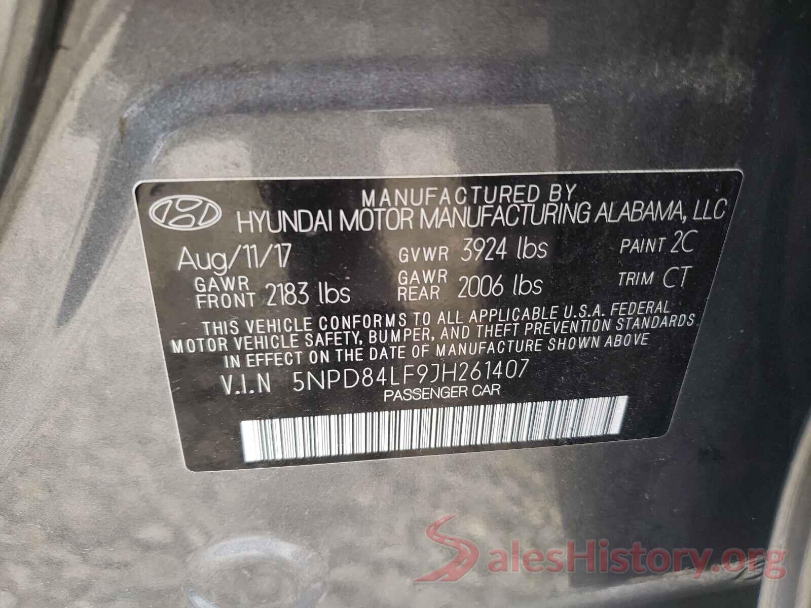 5NPD84LF9JH261407 2018 HYUNDAI ELANTRA