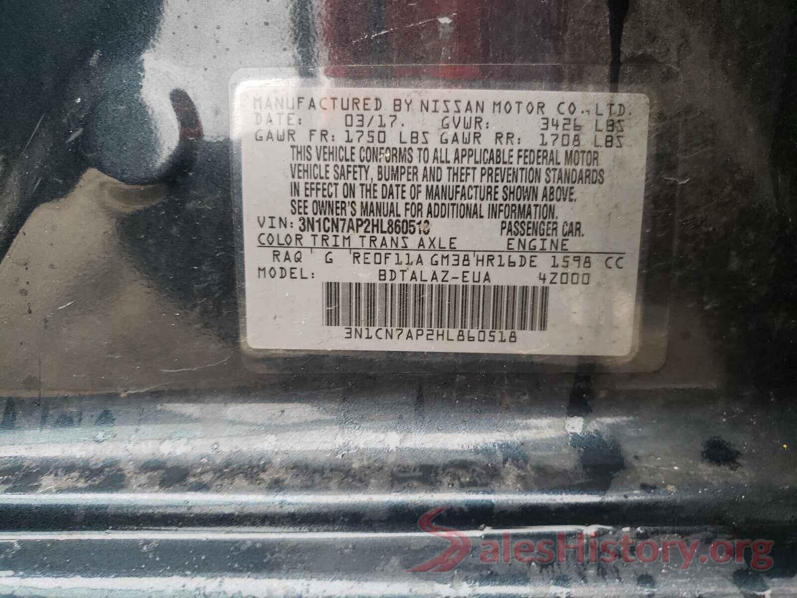 3N1CN7AP2HL860518 2017 NISSAN VERSA