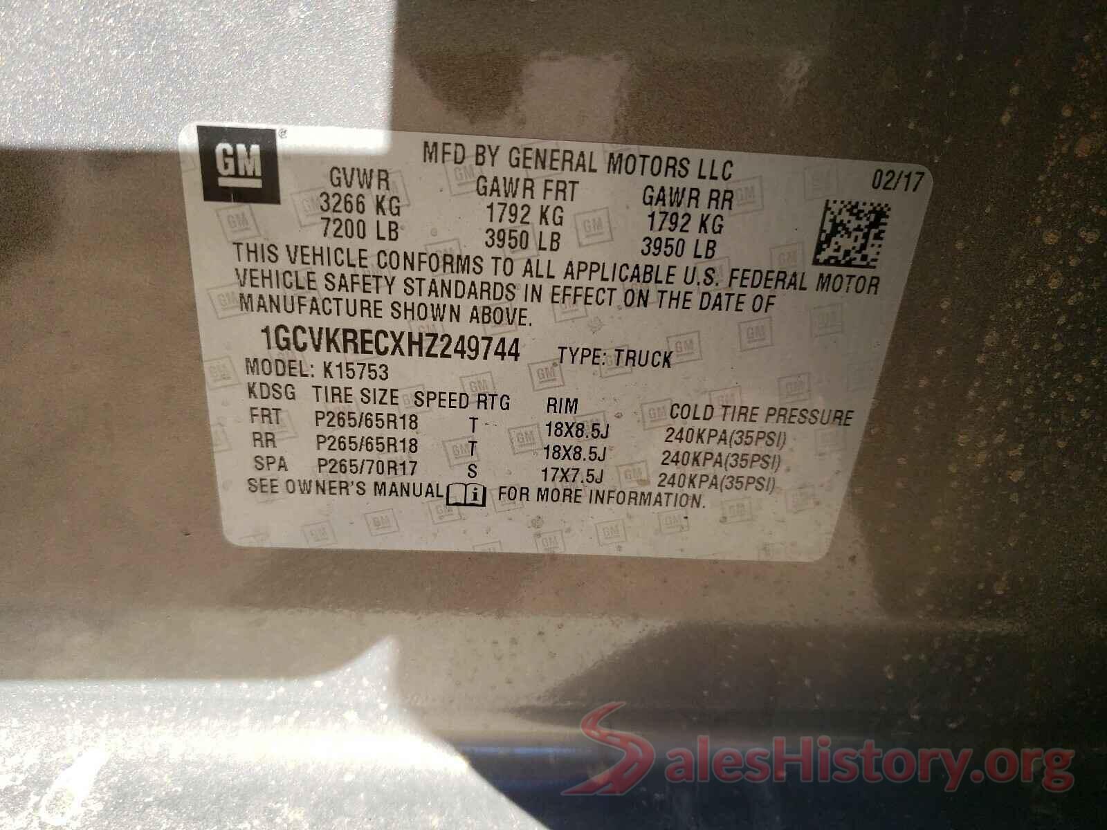 1GCVKRECXHZ249744 2017 CHEVROLET SILVERADO