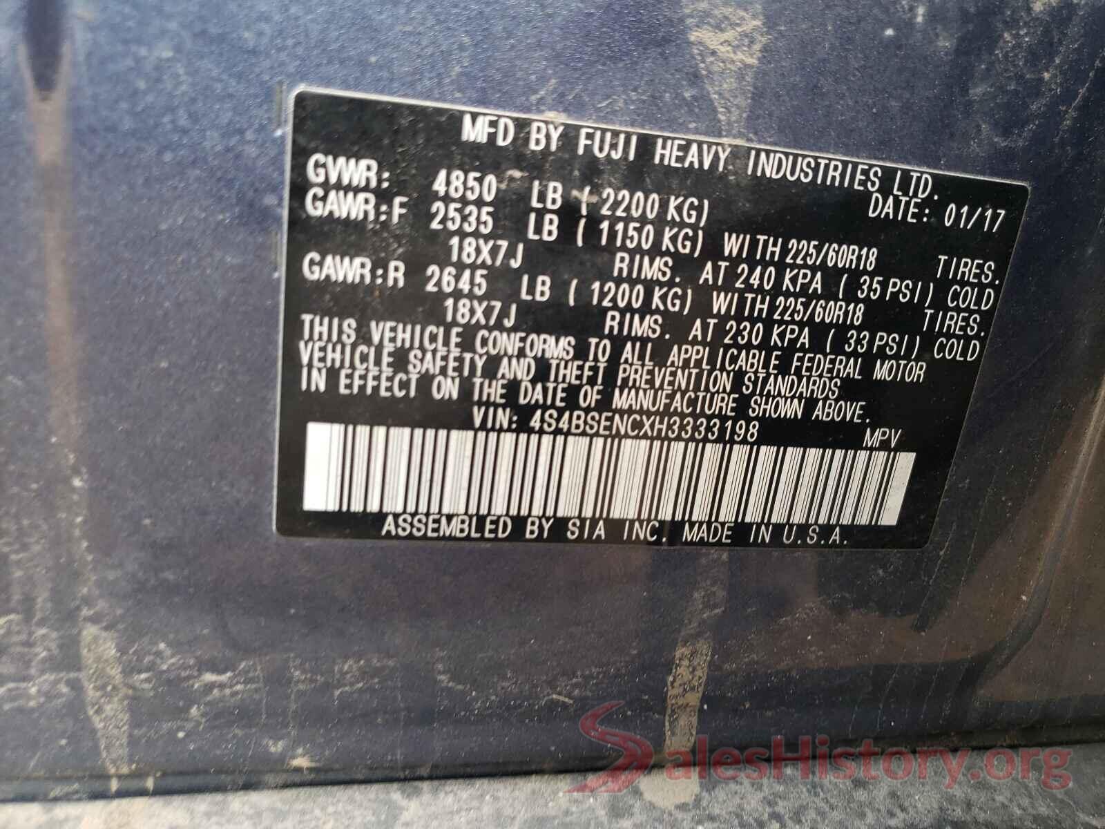 4S4BSENCXH3333198 2017 SUBARU OUTBACK