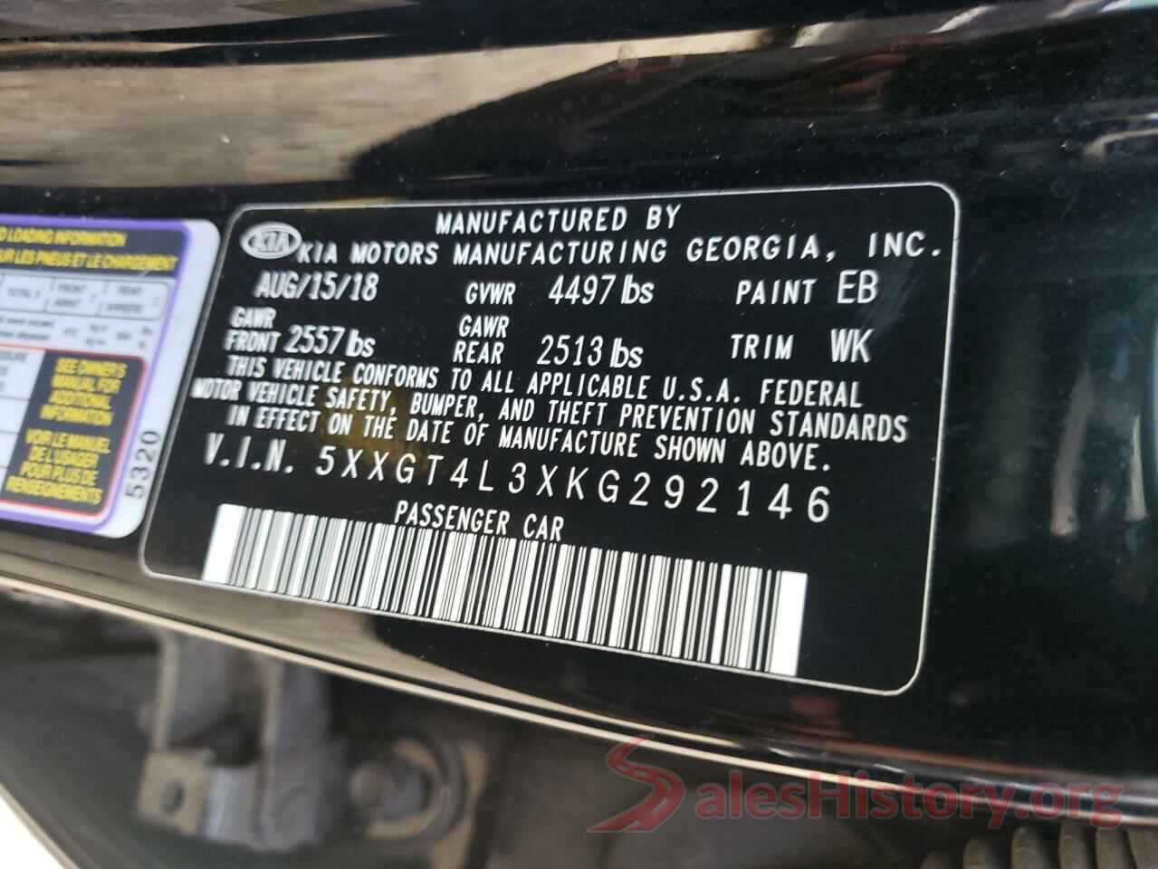 5XXGT4L3XKG292146 2019 KIA OPTIMA