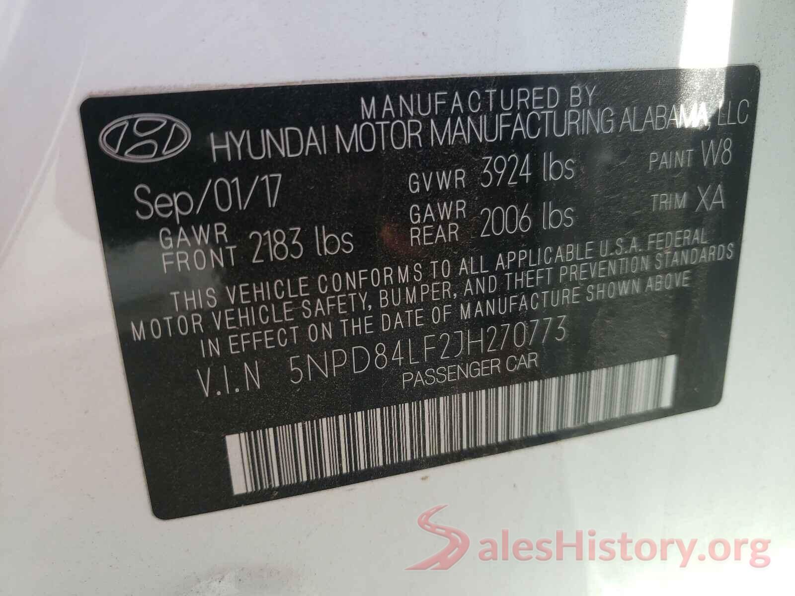 5NPD84LF2JH270773 2018 HYUNDAI ELANTRA