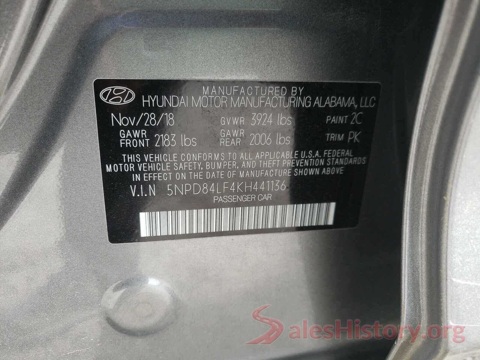 5NPD84LF4KH441136 2019 HYUNDAI ELANTRA