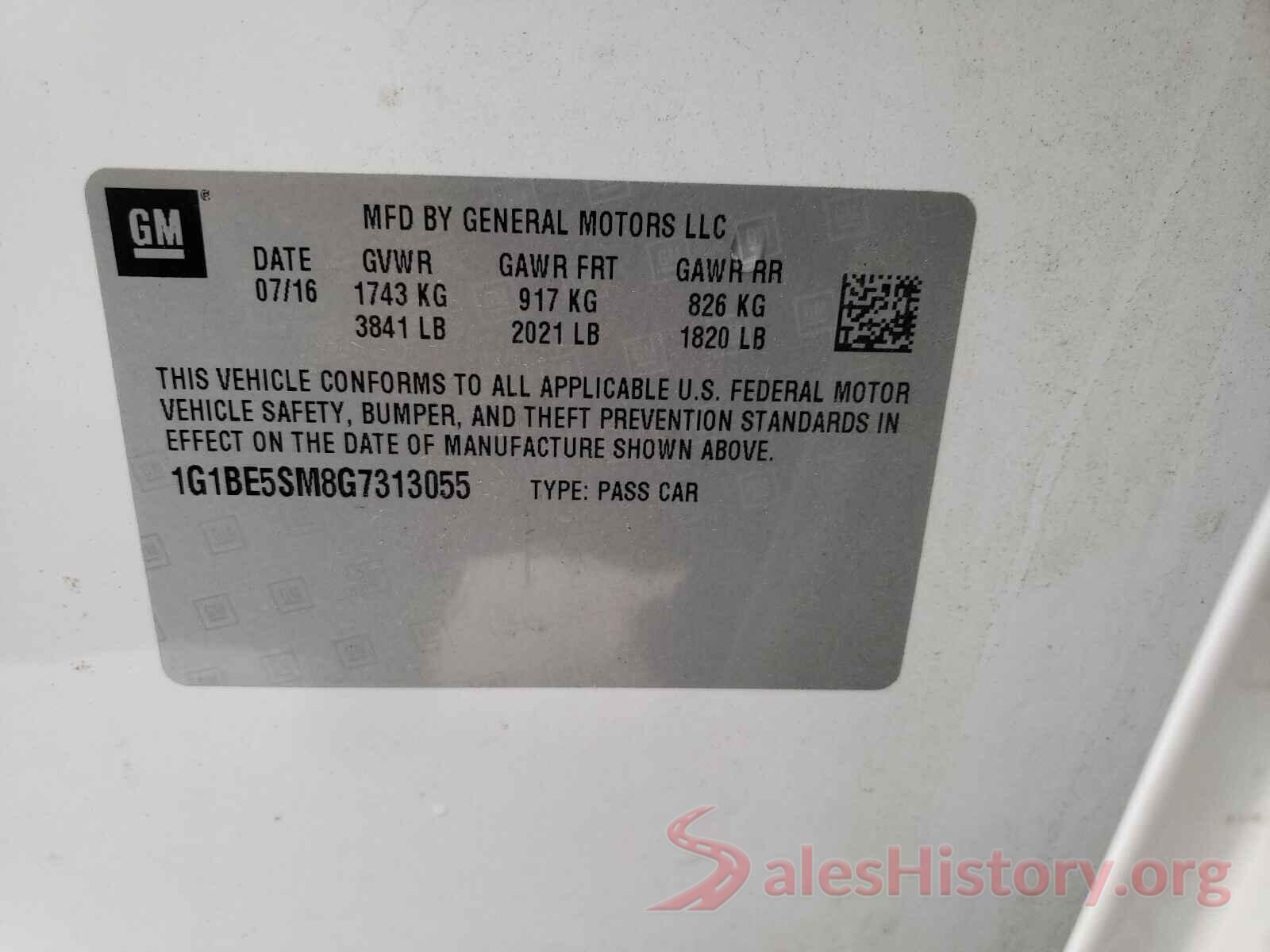 1G1BE5SM8G7313055 2016 CHEVROLET CRUZE