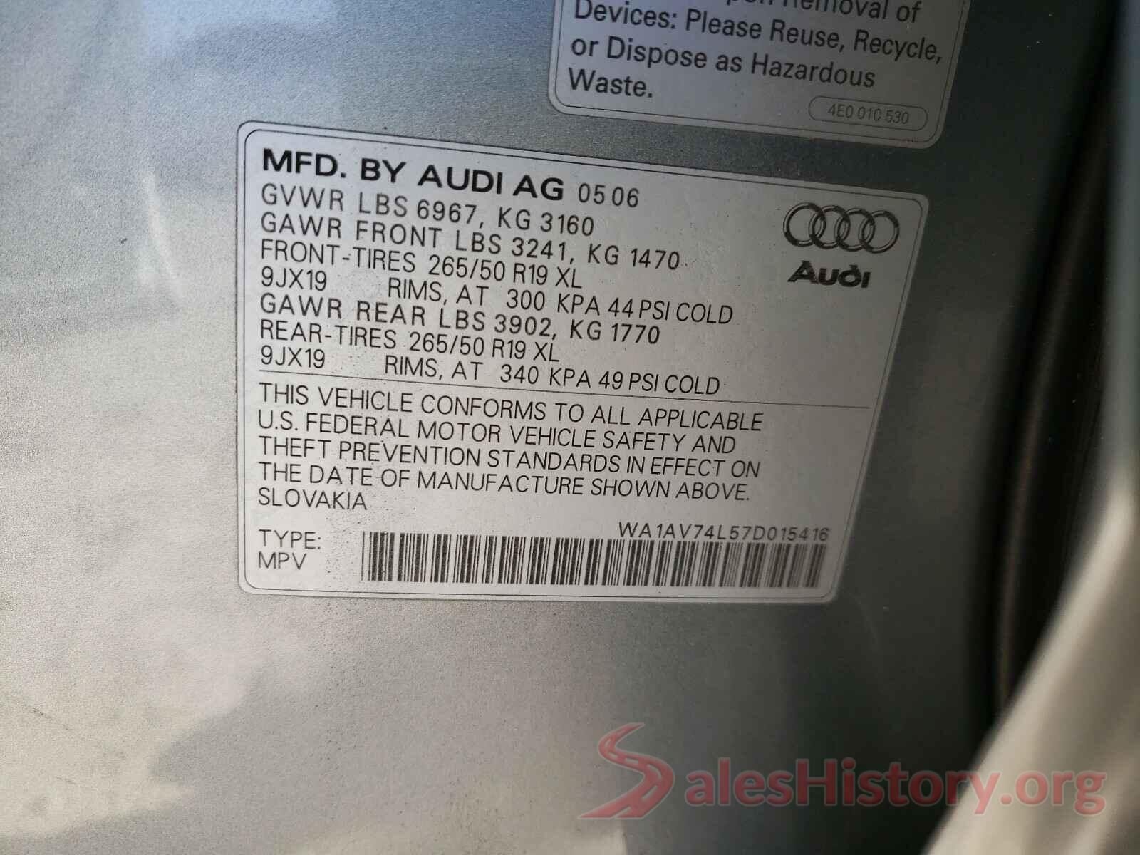 WA1AV74L57D015416 2007 AUDI Q7