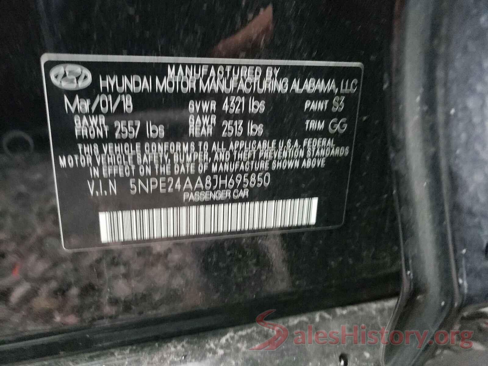 5NPE24AA8JH695850 2018 HYUNDAI SONATA