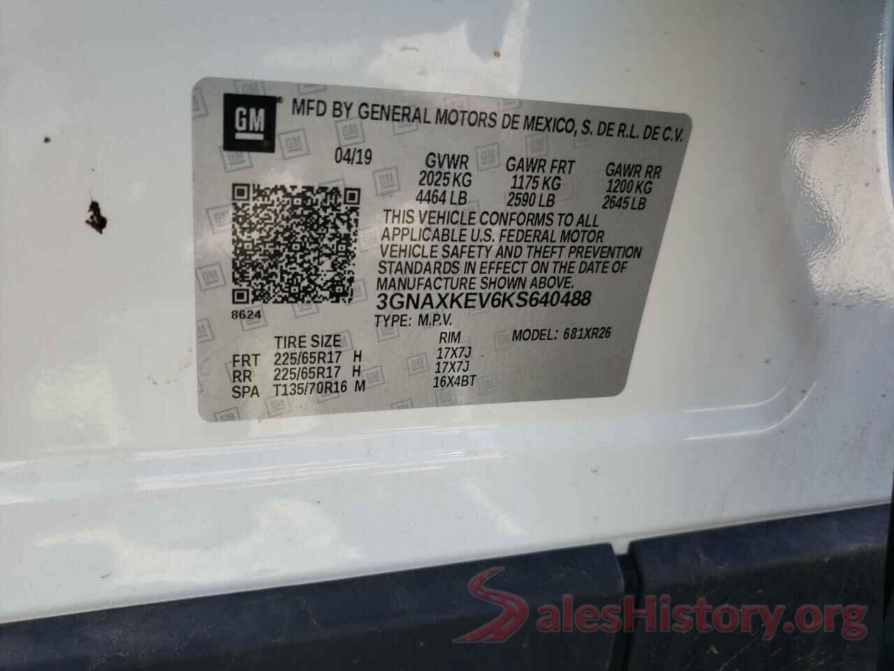 3GNAXKEV6KS640488 2019 CHEVROLET EQUINOX