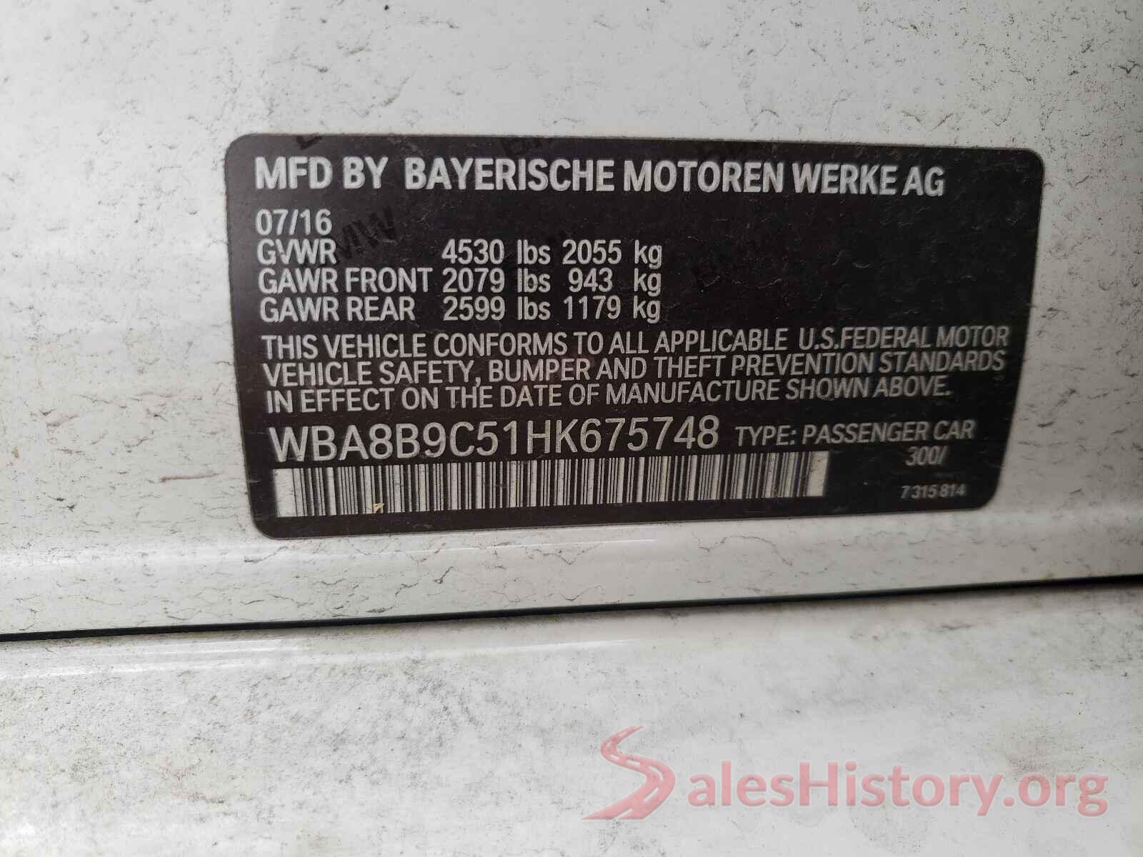 WBA8B9C51HK675748 2017 BMW 3 SERIES