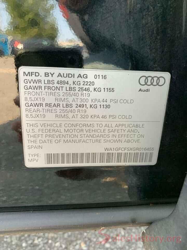 WA1GFCFSXGR016455 2016 AUDI Q3