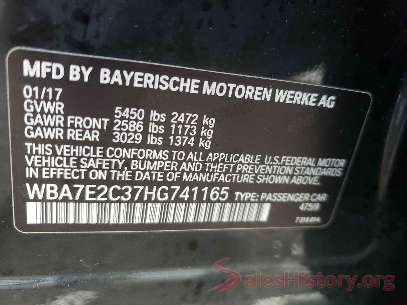 WBA7E2C37HG741165 2017 BMW 7 SERIES