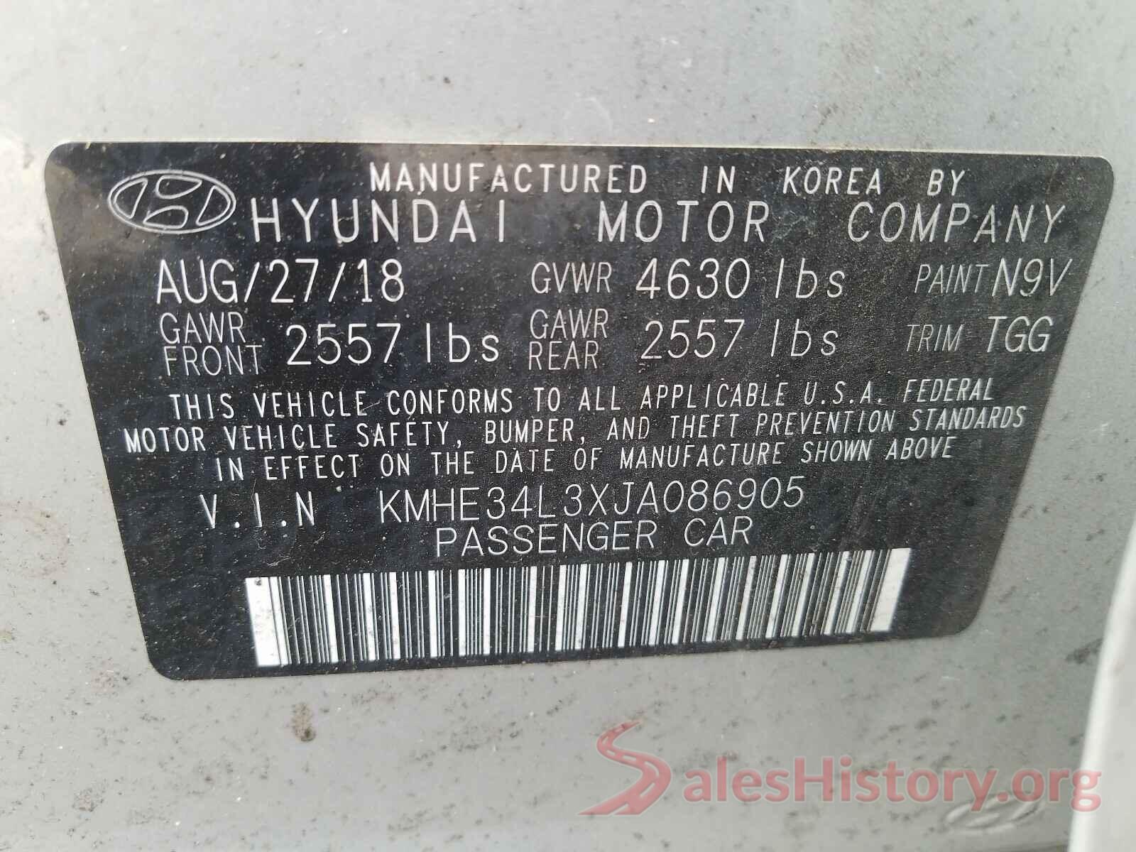 KMHE34L3XJA086905 2018 HYUNDAI SONATA