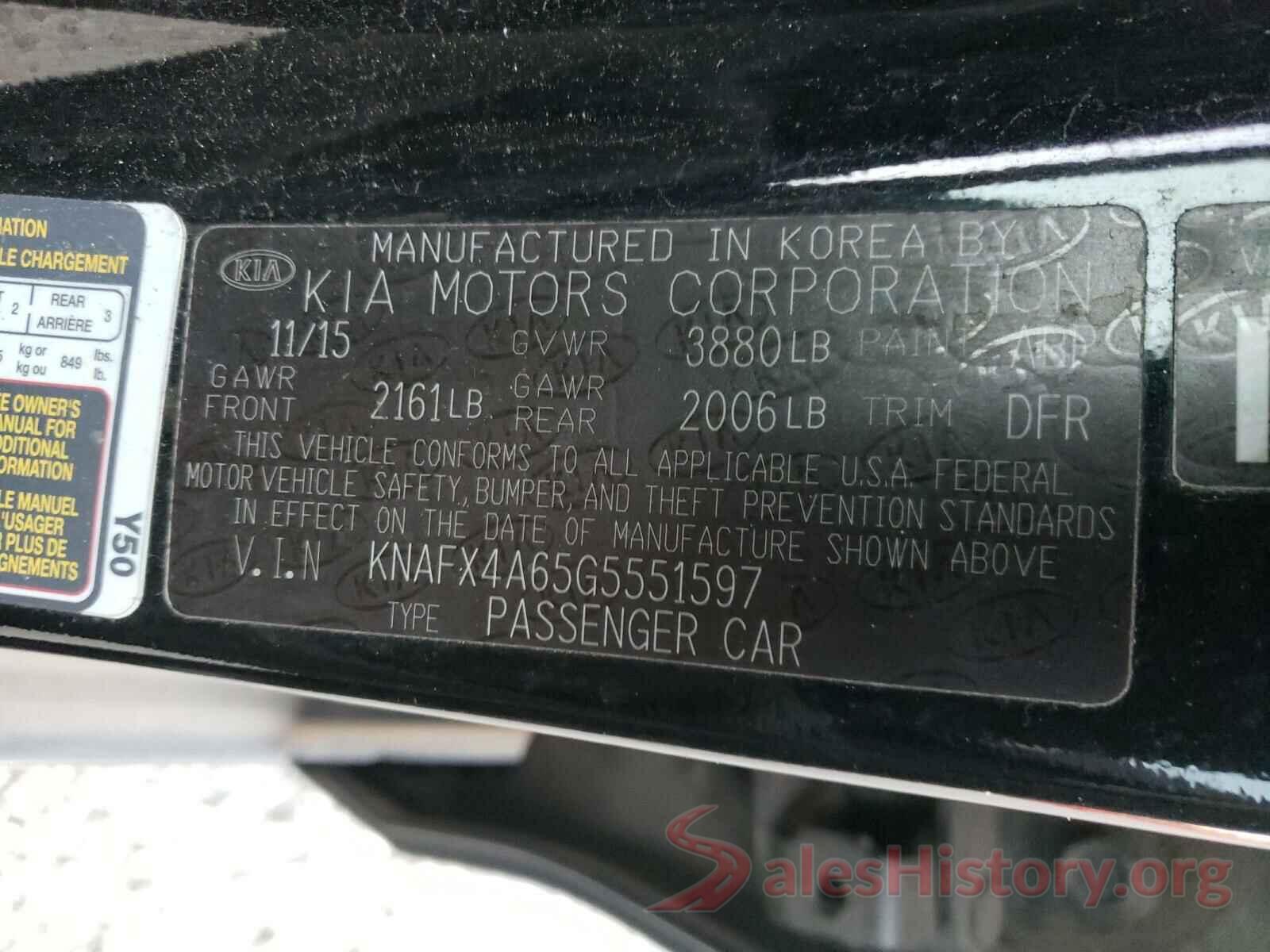 KNAFX4A65G5551597 2016 KIA FORTE