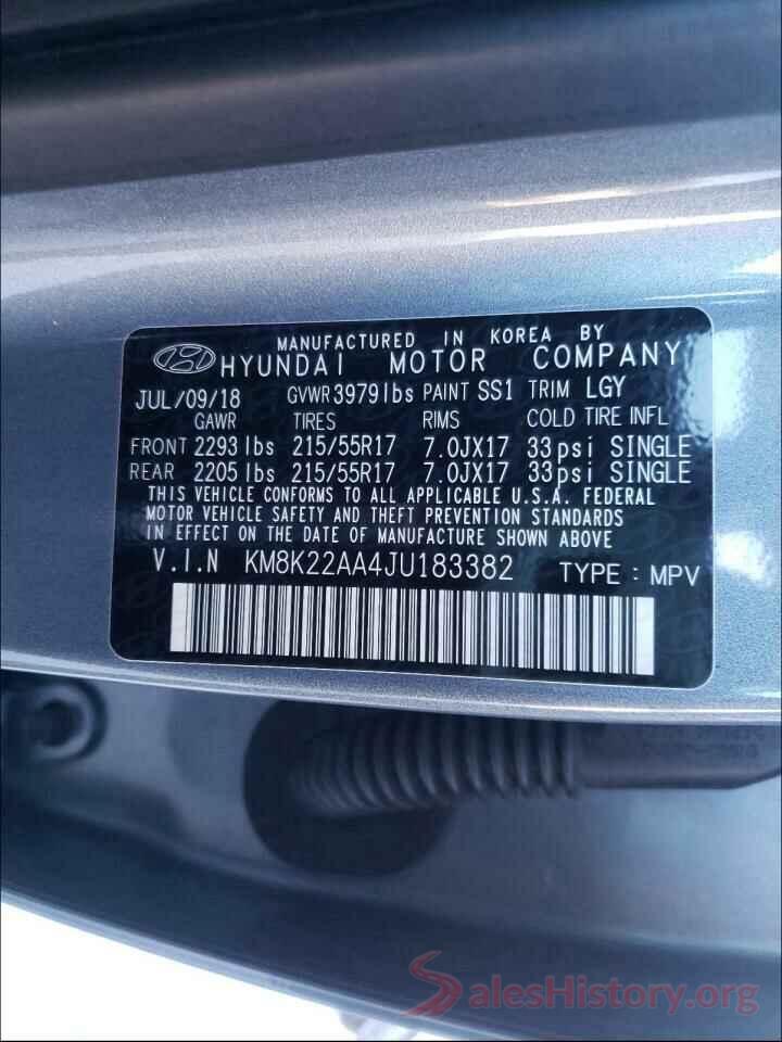 KM8K22AA4JU183382 2018 HYUNDAI KONA