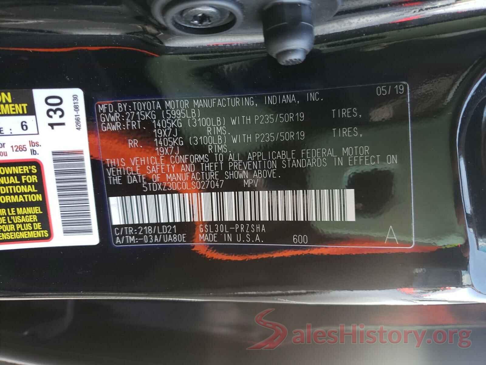 5TDXZ3DC0LS027047 2020 TOYOTA SIENNA