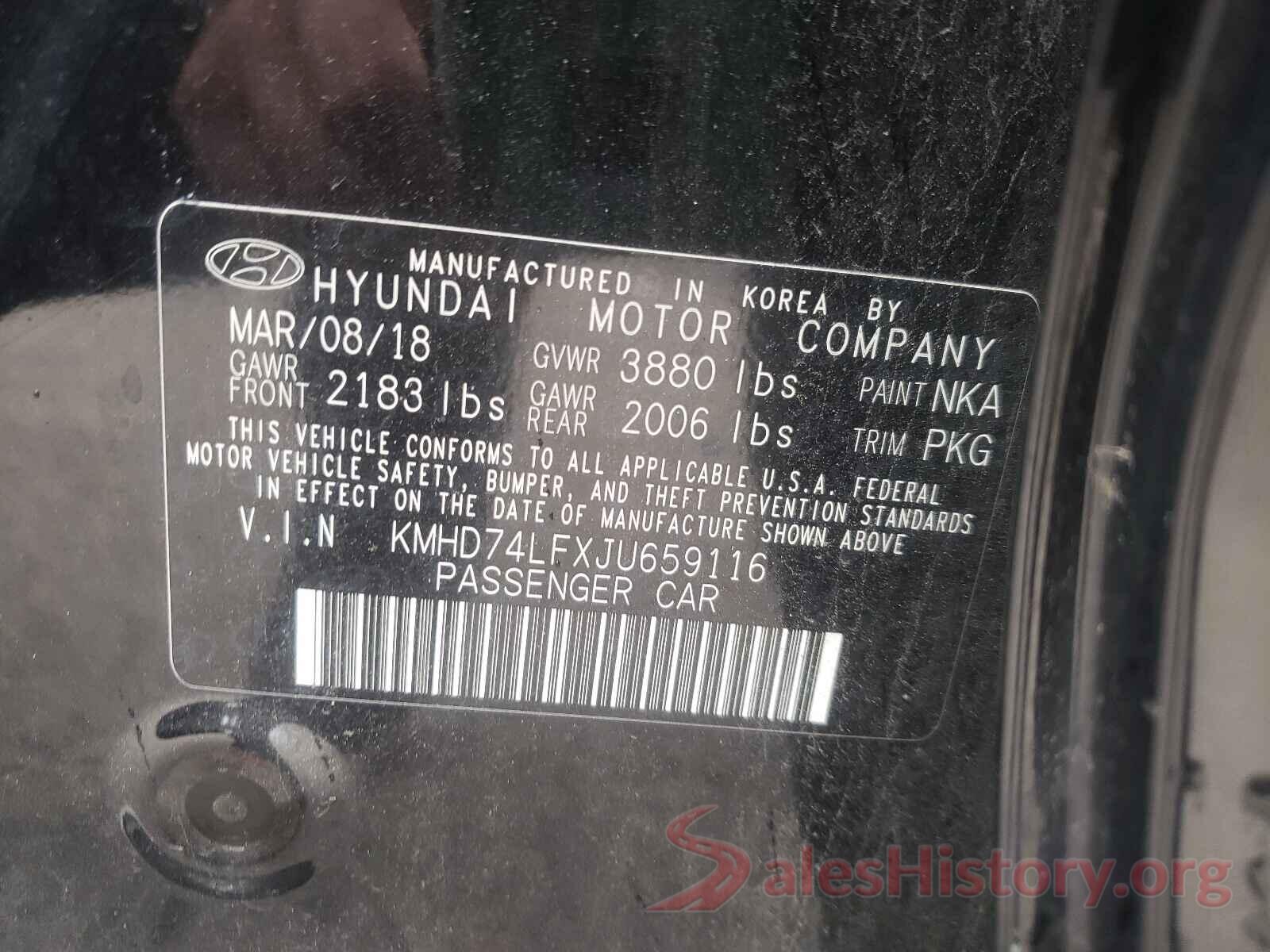 KMHD74LFXJU659116 2018 HYUNDAI ELANTRA