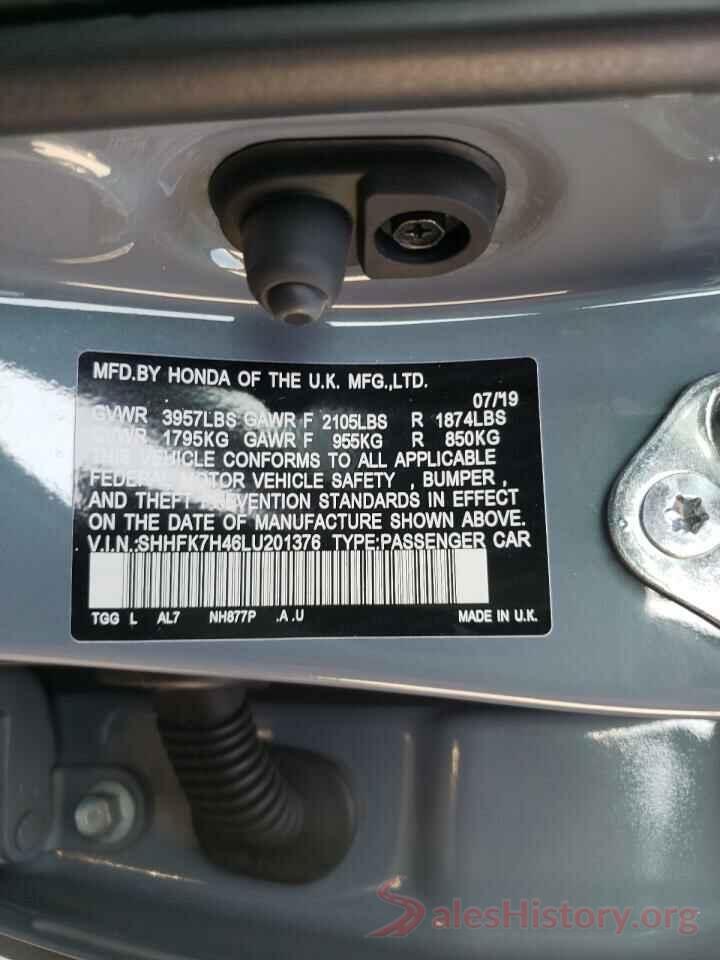 SHHFK7H46LU201376 2020 HONDA CIVIC