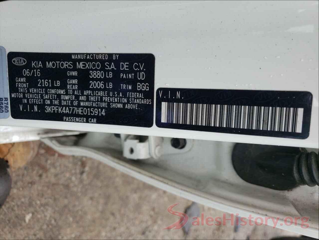 3KPFK4A77HE015914 2017 KIA FORTE