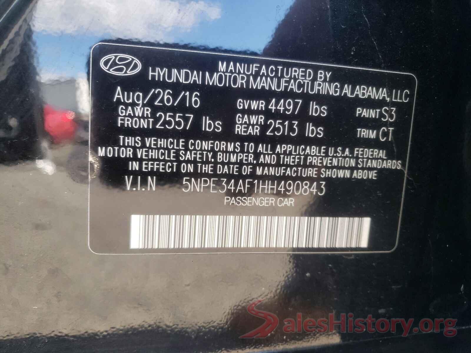 5NPE34AF1HH490843 2017 HYUNDAI SONATA