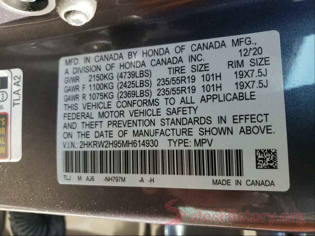 2HKRW2H95MH614930 2021 HONDA CRV