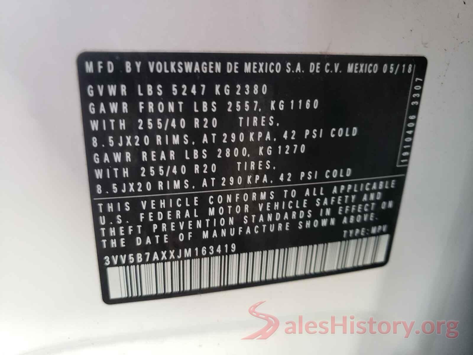 3VV5B7AXXJM163419 2018 VOLKSWAGEN TIGUAN