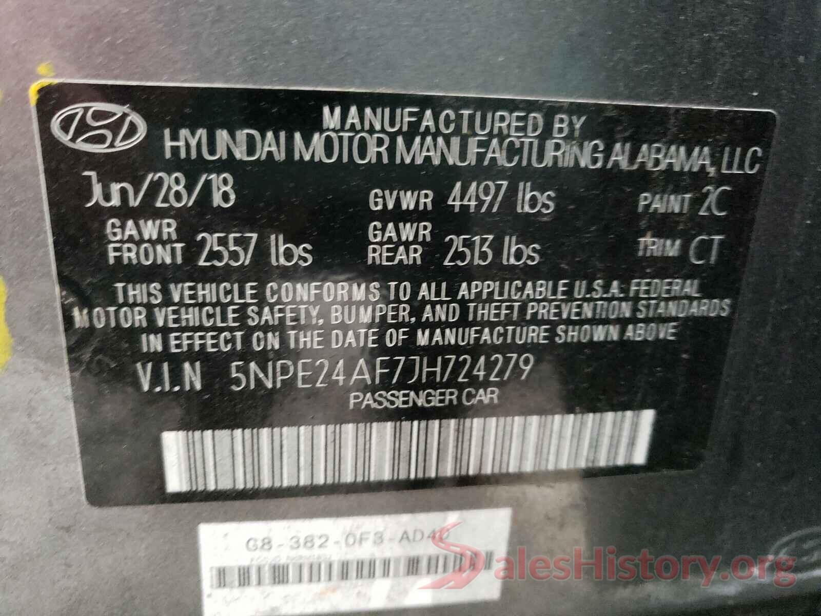 5NPE24AF7JH724279 2018 HYUNDAI SONATA