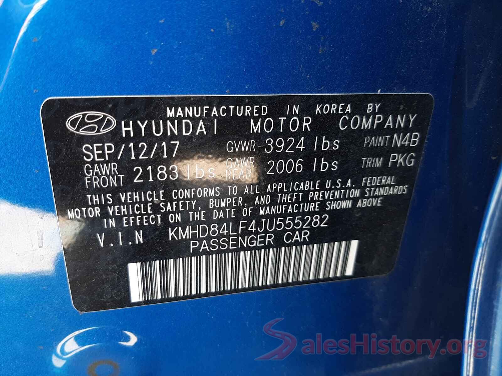 KMHD84LF4JU555282 2018 HYUNDAI ELANTRA