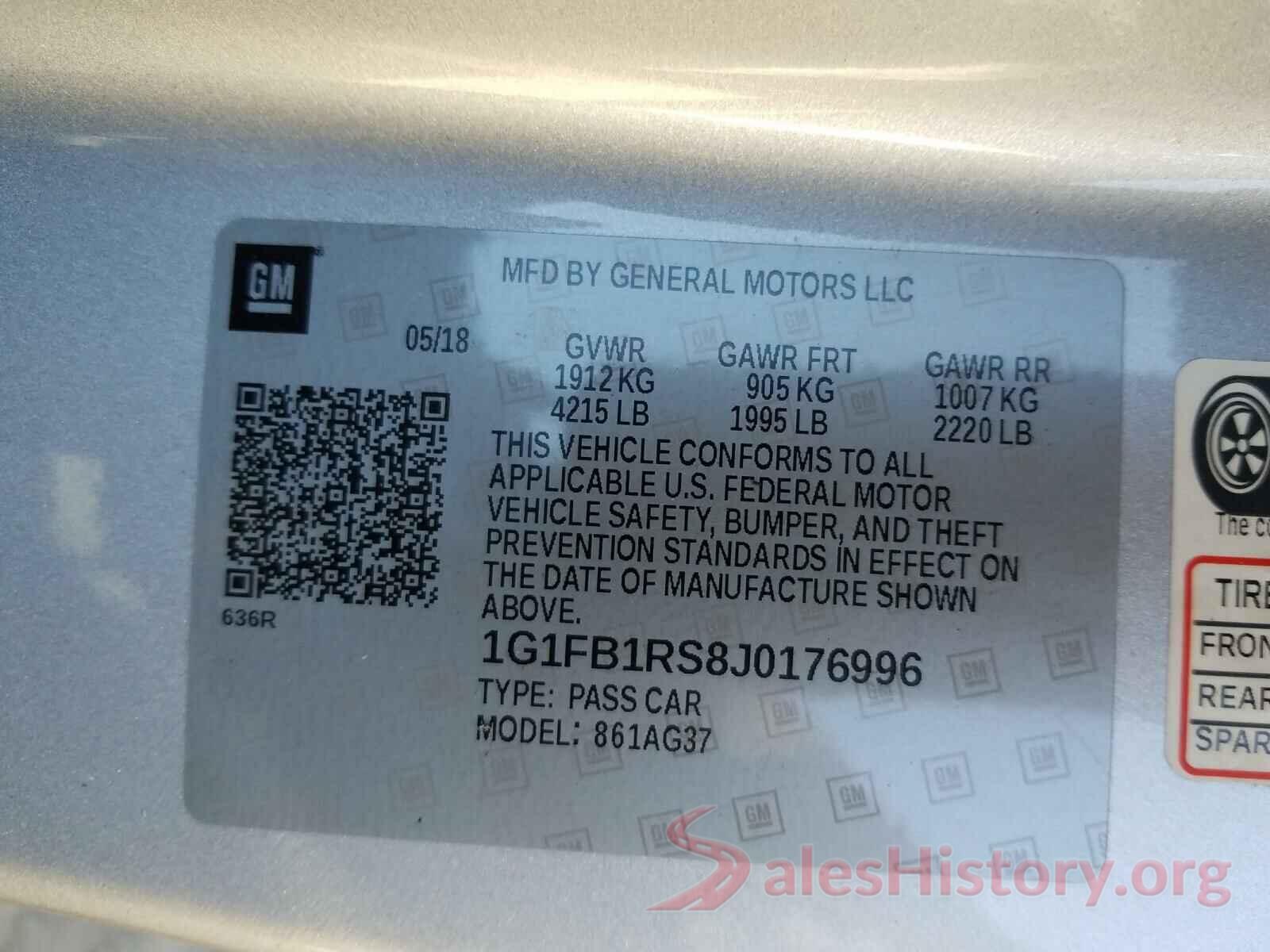 1G1FB1RS8J0176996 2018 CHEVROLET CAMARO