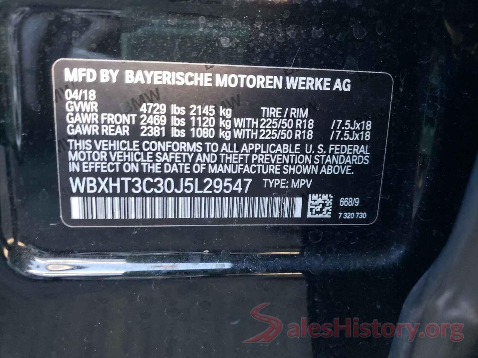 WBXHT3C30J5L29547 2018 BMW X1