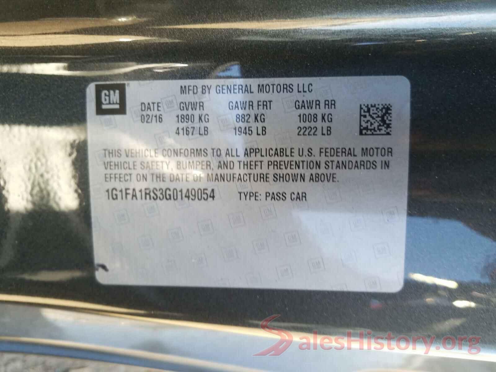 1G1FA1RS3G0149054 2016 CHEVROLET CAMARO